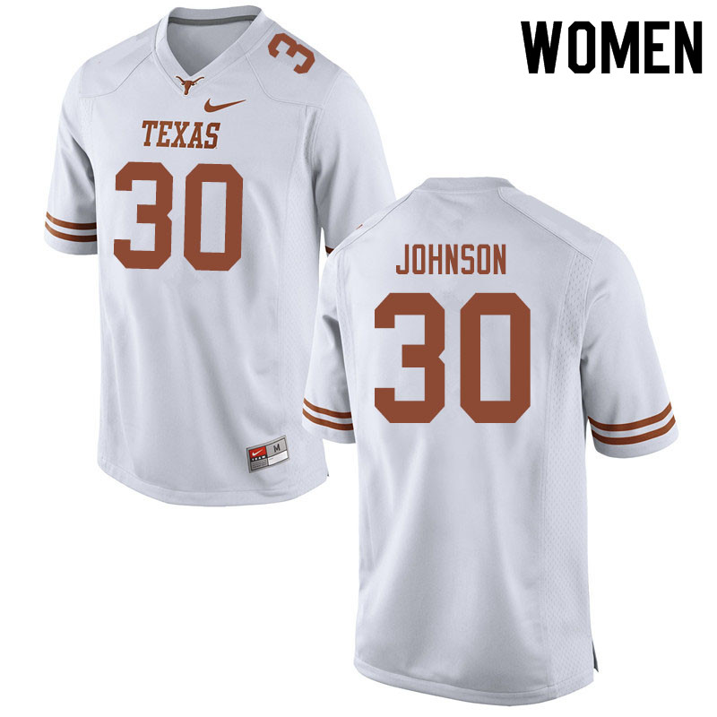 Women #30 Caleb Johnson Texas Longhorns College Football Jerseys Sale-White